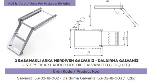 MERDIVEN DORSE ARKA KIZAKLI 2 BASAMAKLI